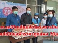 (มีคลิป)ปตท.เอปิโตเลียมร่วมกับพาณิชย์จังหวัดแพร่ จัดโครงการพื้นที่ปันสุข จำหน่ายไข่ไก่ธงฟ้าราคาถูก