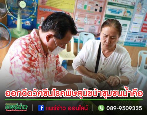 เทศบาลเมืองแพร่ ลงพื้นที่ให้บริการฉีดวัคซีนโรคพิษสุนัขบ้าแก่ชุมชนน้ำคือ