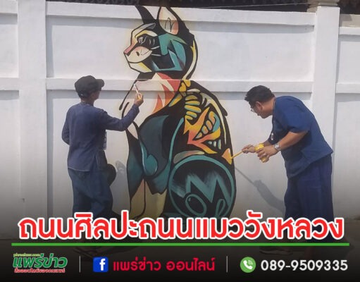 (มีคลิป)ชาวต.วังหลวงสร้างสรรผลงานศิลปะถนนแมววังหลวง ส่งเสริมเป็นแหล่งท่องเที่ยว
