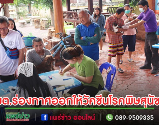 อบต.ร่องกาศออกให้วัคซีนป้องกันโรคพิษสุนัขบ้าให้กับสุนัขและแมว