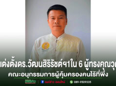 ผู้ว่าฯแพร่ แต่งตั้งคณะอนุกรรมการผู้คุ้มครองคนไร้ที่พึ่ง ดร.วัฒนสิริรัชต์ฯ เป็น 1 ใน 6 ผู้ทรงคุณวุฒิ