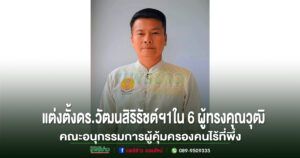 ผู้ว่าฯแพร่ แต่งตั้งคณะอนุกรรมการผู้คุ้มครองคนไร้ที่พึ่ง ดร.วัฒนสิริรัชต์ฯ เป็น 1 ใน 6 ผู้ทรงคุณวุฒิ