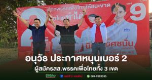 (มีคลิป)อนุวัธ นายกอบจ.แพร่ ประกาศหนุนเลือกผู้สมัครสส.แพร่ เบอร์ 2 จากพรรคเพื่อไทยทั้ง 3 เขต