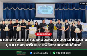 นายกเทศมนตรีตำบลเหมืองหม้อ มอบดอกไม้จันทน์ 1,300 ดอก เตรียมงานพิธีถวายดอกไม้จันทน์ นายกเทศมนตรีตำบลเหมืองหม้อ มอบดอกไม้จันทน์ 1,300 ดอก เตรียมงานพิธีถวายดอกไม้จันทน์